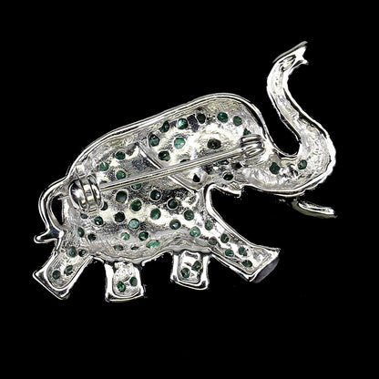 Smaragd Saphir Elefant Brosche Silber weißvergoldet - INARA