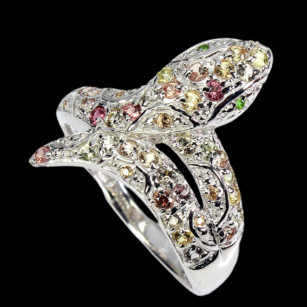 Saphir Russischer Diopsid Schlange Ring Silber - INARA
