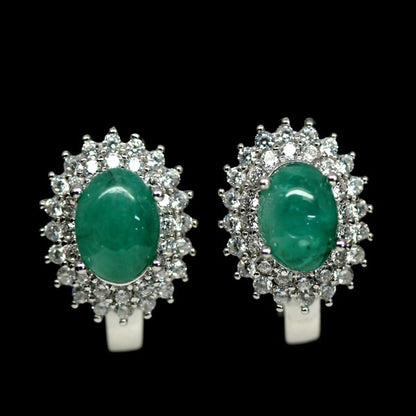 Smaragd Ohrringe aus weißvergoldetem Silber - INARA