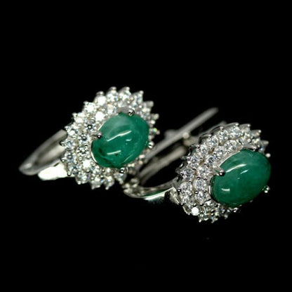 Smaragd Ohrringe aus weißvergoldetem Silber - INARA