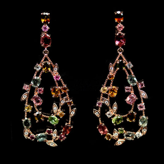 Turmalin Ohrringe Silber rosévergoldet - INARA