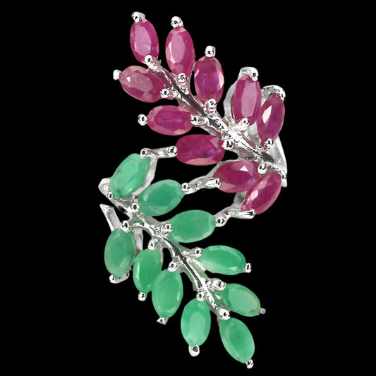Smaragd Rubin Ring Silber - INARA