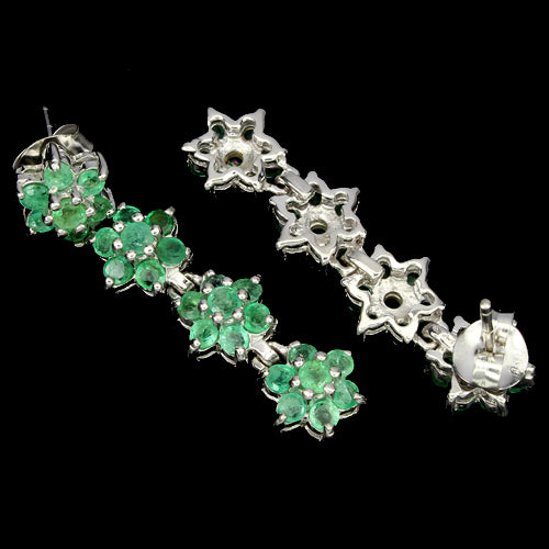 Smaragd Ohrringe aus weißvergoldetem Silber - INARA