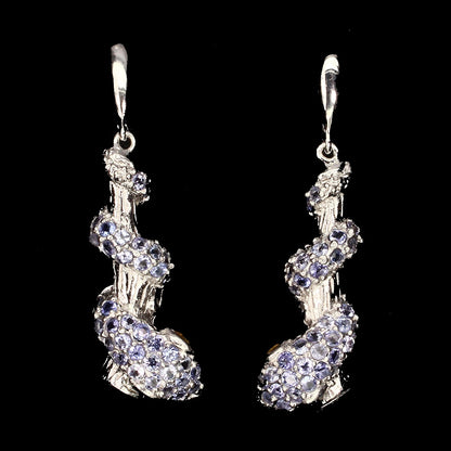 Tansanit Saphir Schlange Ohrringe aus weißvergoldetem Silber - INARA