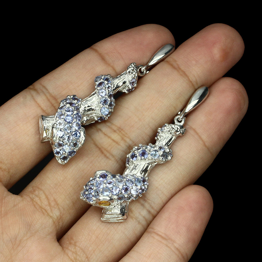 Tansanit Saphir Schlange Ohrringe aus weißvergoldetem Silber - INARA