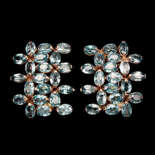 Blauer Zirkon Ohrringe aus rosévergoldetem Silber - INARA