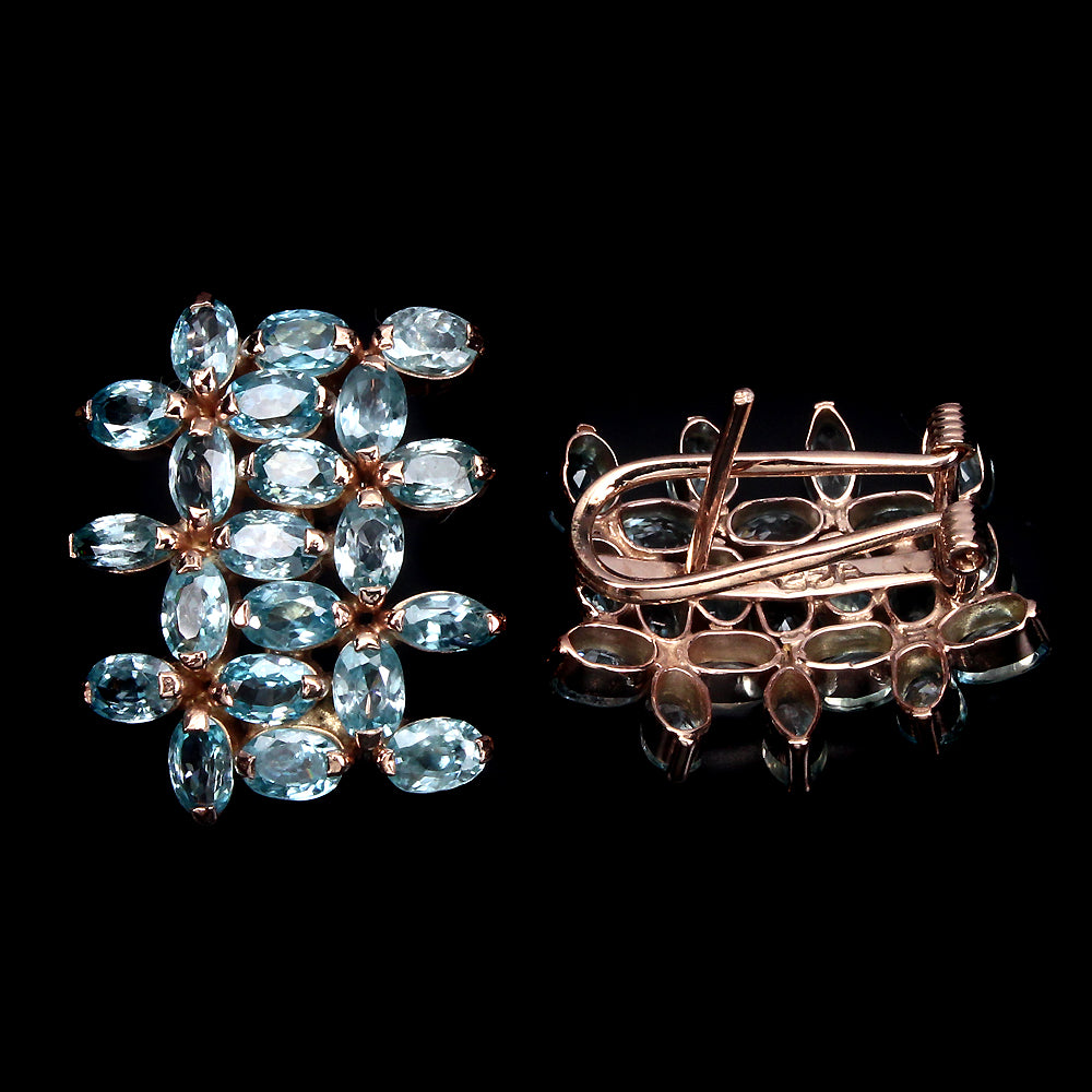 Blauer Zirkon Ohrringe aus rosévergoldetem Silber - INARA