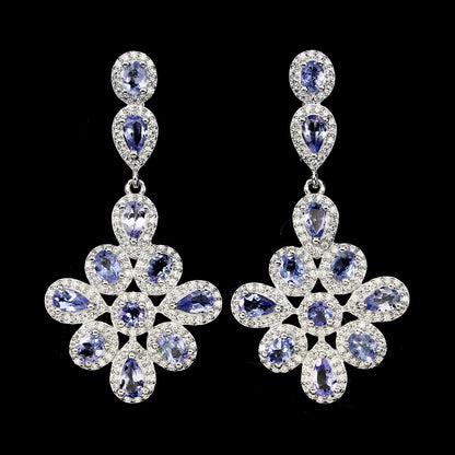 Tansanit Ohrringe aus weißvergoldetem Silber - INARA