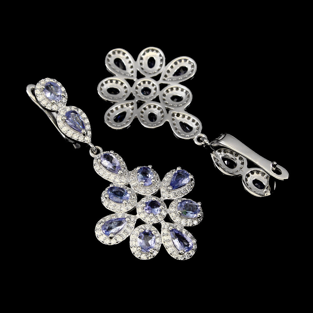 Tansanit Ohrringe aus weißvergoldetem Silber - INARA