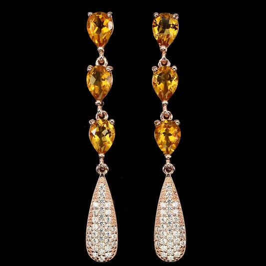 Citrin Ohrringe aus rosévergoldetem Sterlingsilber - INARA