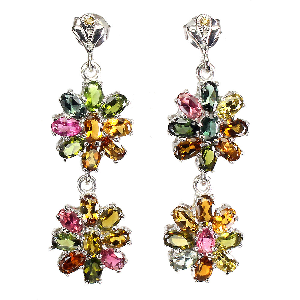 Turmalin Saphir Ohrringe aus weißvergoldetem Silber - INARA