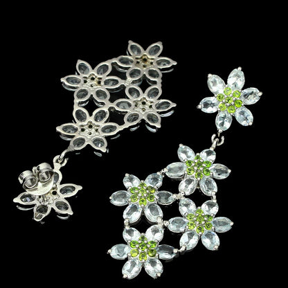 Aquamarin Chromdiopsid Ohrringe Silber weißvergoldet - INARA