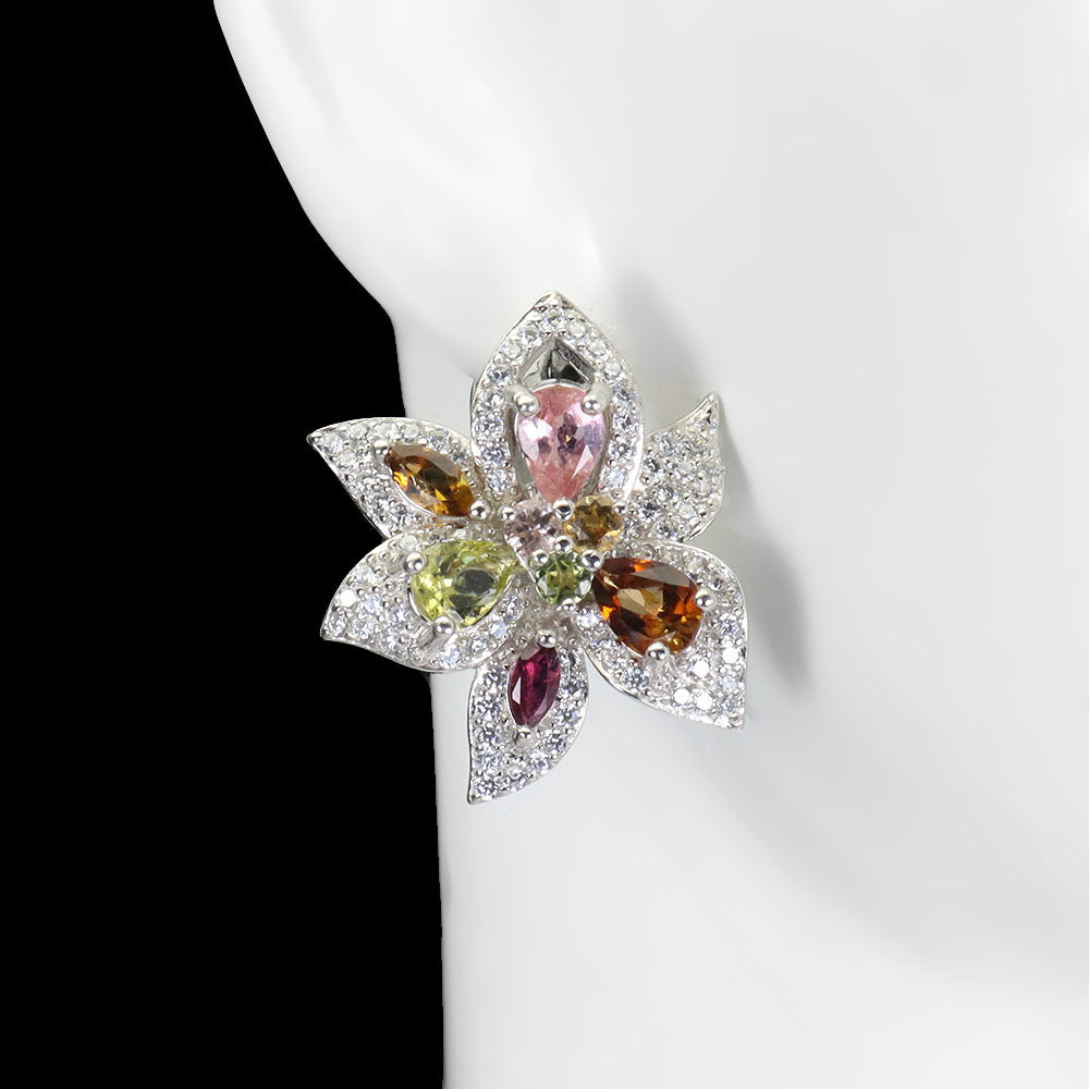 Turmalin Ohrringe aus weißvergoldetem Silber kaufen - INARA