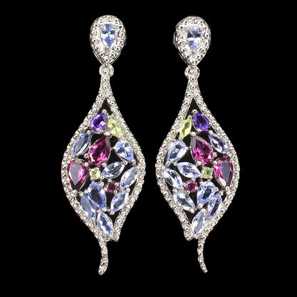 Tansanit Rhodolit Amethyst Peridot Ohrringe Silber - INARA