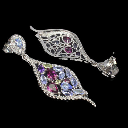Tansanit Rhodolit Amethyst Peridot Ohrringe Silber - INARA