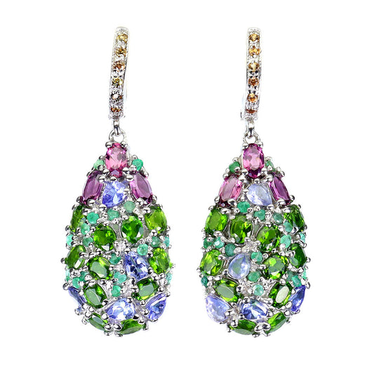 Chromdiopsid Tansanit Rhodolit Smaragd Saphir Ohrringe - INARA