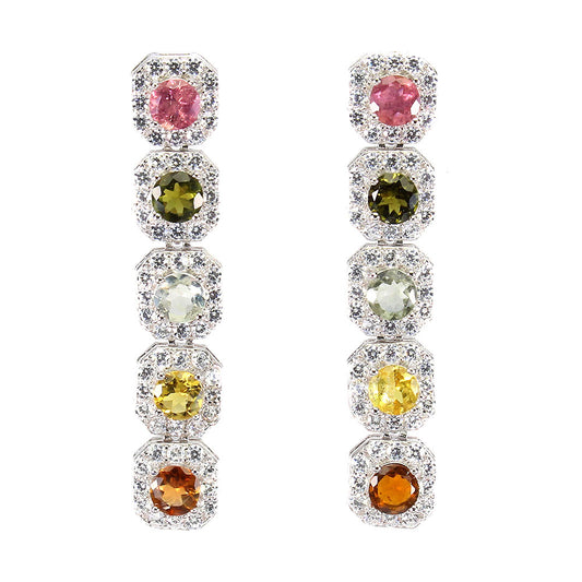 Turmalin Ohrringe aus weißvergoldetem Silber - INARA