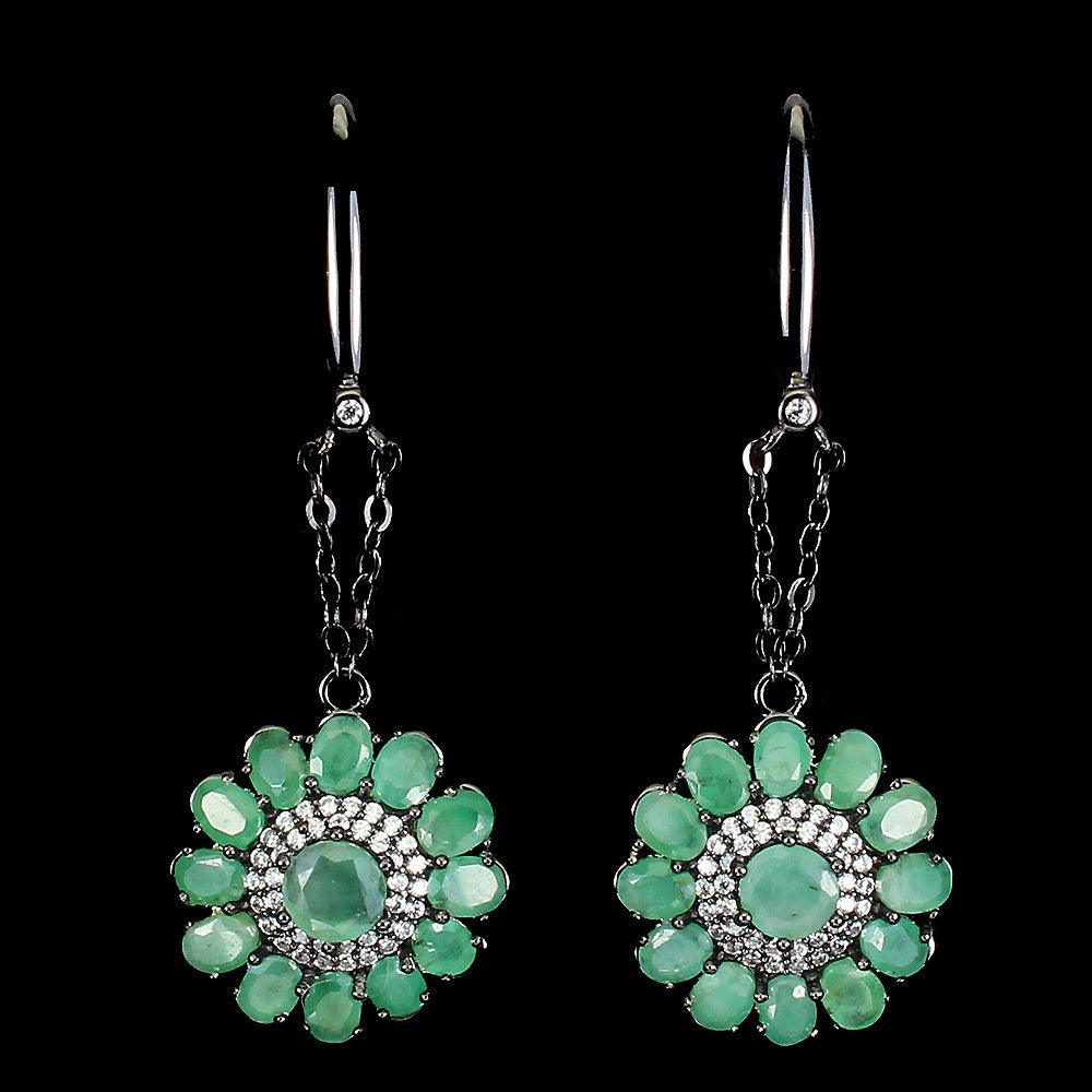 Smaragd Ohrringe aus schwarzrhodiniertem Silber - INARA