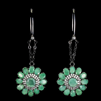 Smaragd Ohrringe aus schwarzrhodiniertem Silber - INARA