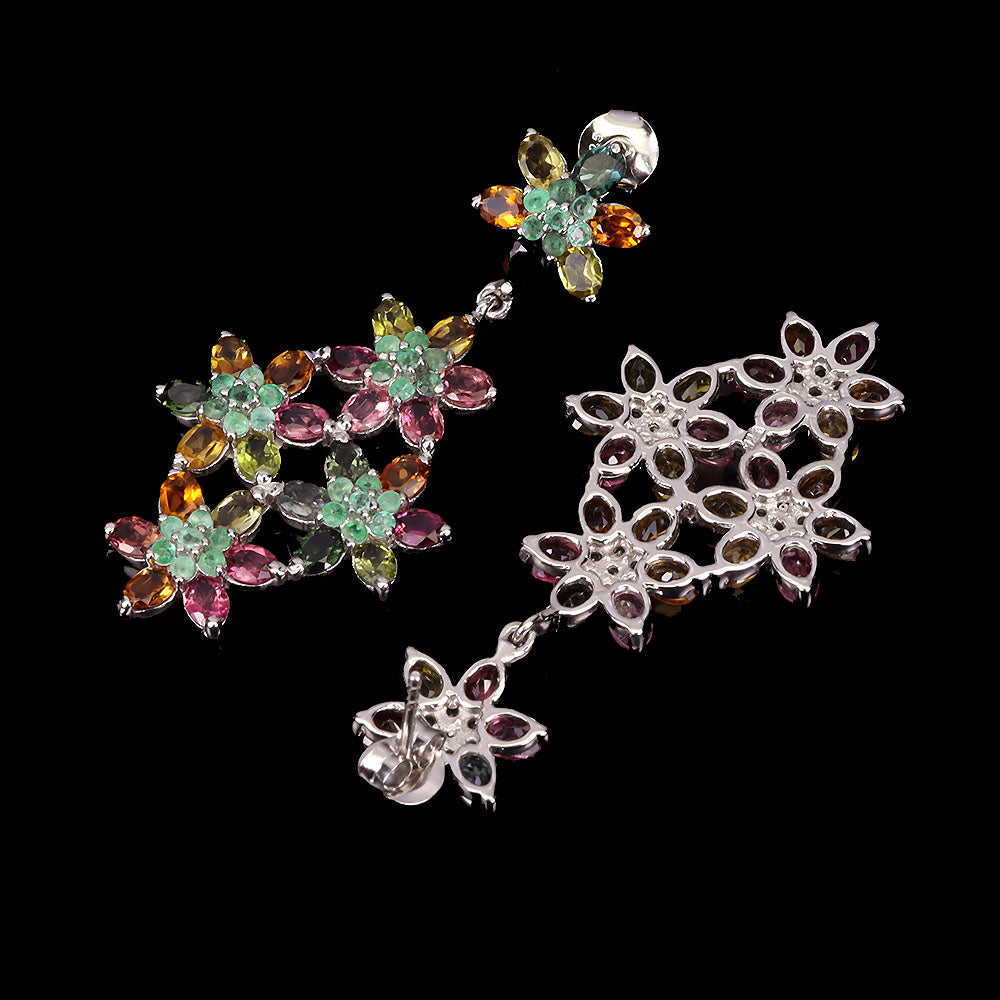 Turmalin Smaragd Ohrringe aus weißvergoldetem Silber - INARA