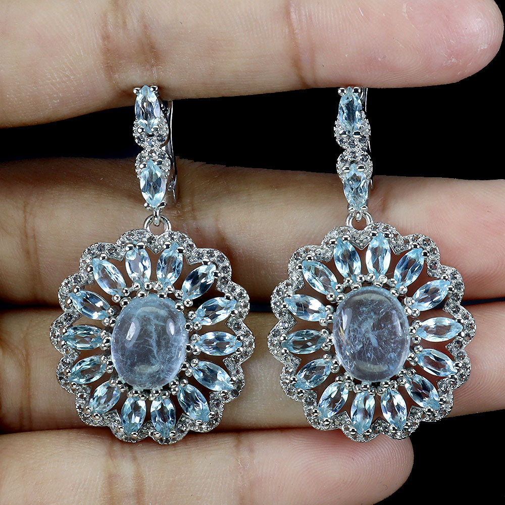 Aquamarin Weißtopas Ohrringe Silber - INARA