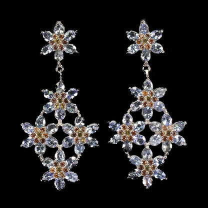 Tansanit Saphir Ohrringe Silber weißvergoldet - INARA