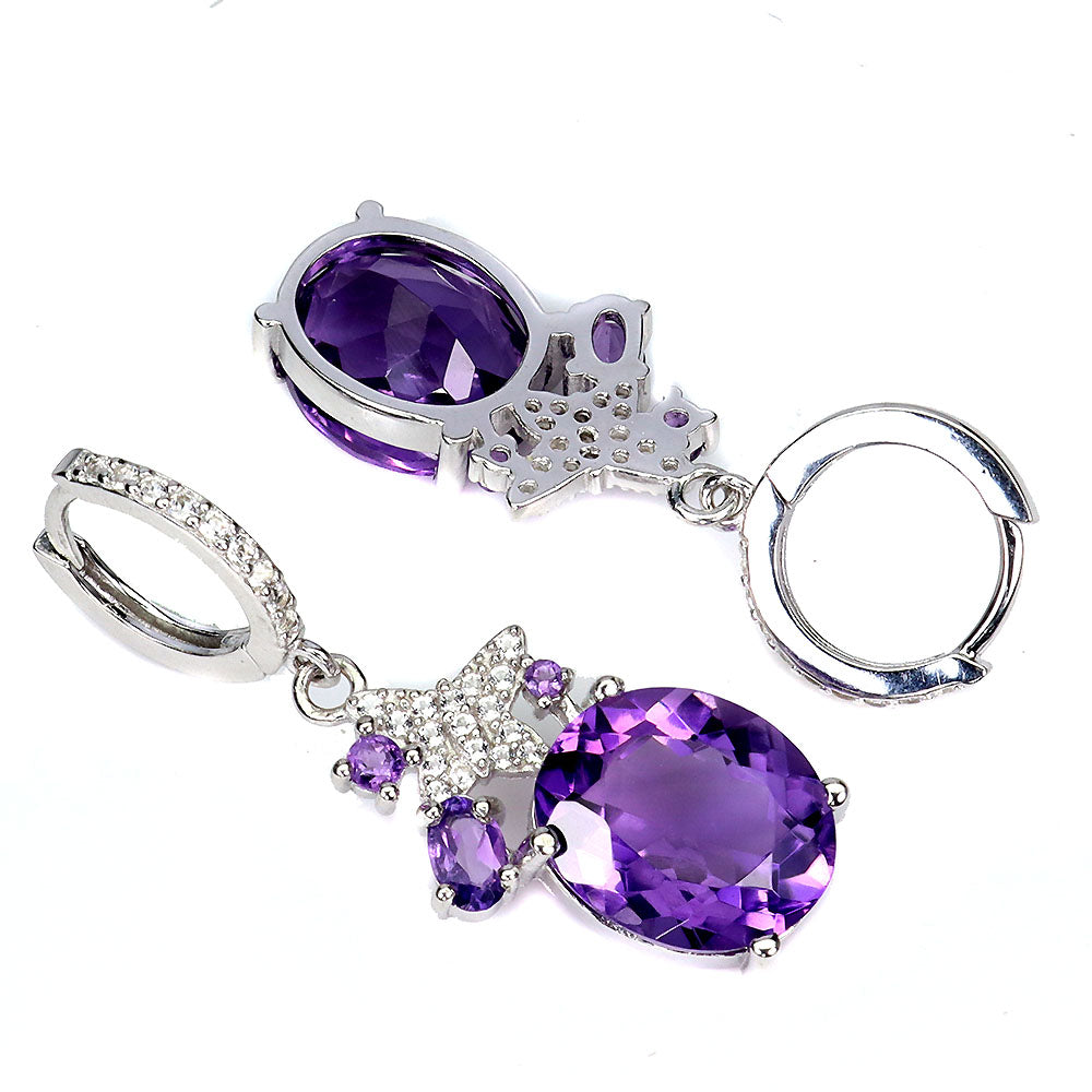 Amethyst Weißtopas Schmetterling Ohrringe aus weißvergoldetem Silber - INARA