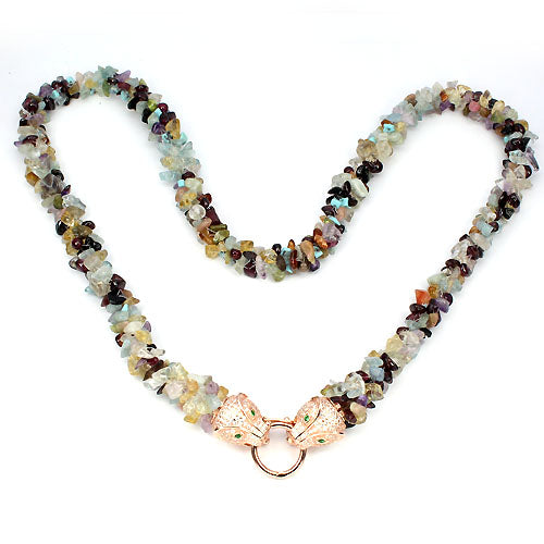 Amethyst Citrin Topas Raubkatze Collier Silber rosévergoldet - INARA