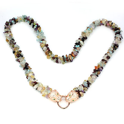 Amethyst Citrin Topas Raubkatze Collier Silber rosévergoldet - INARA