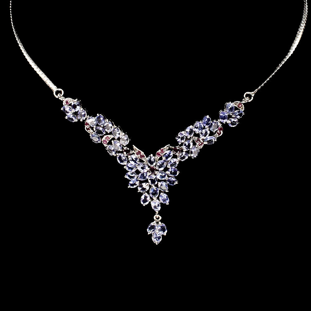 Tansanit Rubin Rhodolit Collier