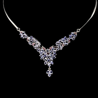 Tansanit Rubin Rhodolit Collier