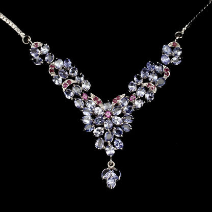 Tansanit Rubin Rhodolit Collier