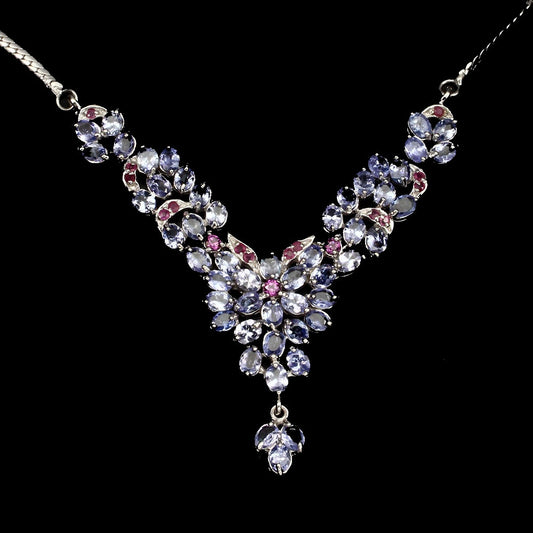 Tansanit Rubin Rhodolit Collier