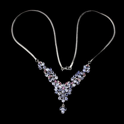 Tansanit Rubin Rhodolit Collier