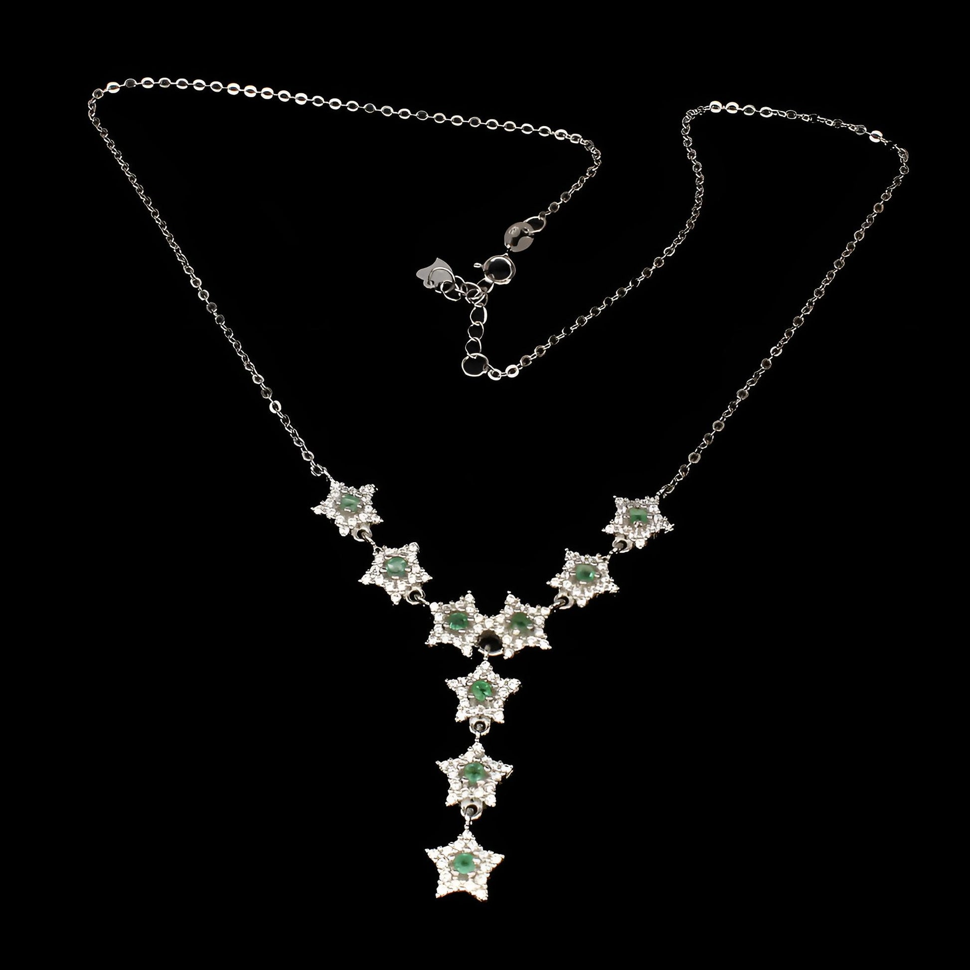 Smaragd Sterne Collier Silber - INARA