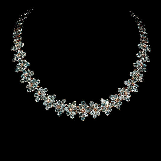 Blauer Zirkon Collier aus rosévergoldetem Silber - INARA