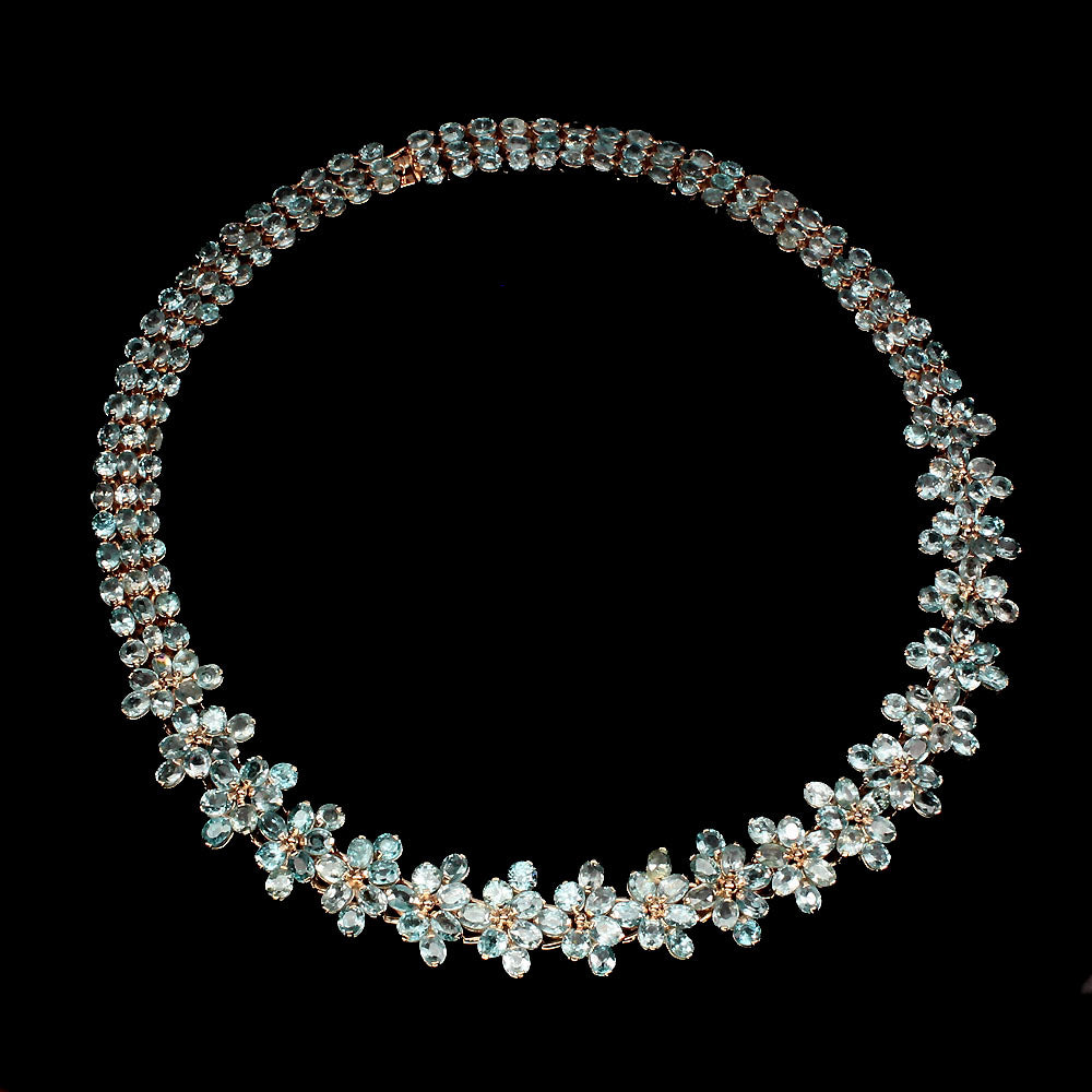 Blauer Zirkon Collier aus rosévergoldetem Silber - INARA