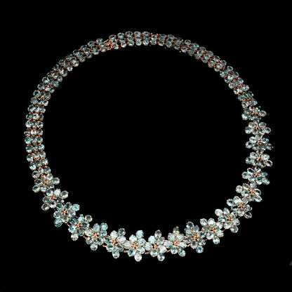 Blauer Zirkon Collier aus rosévergoldetem Silber - INARA