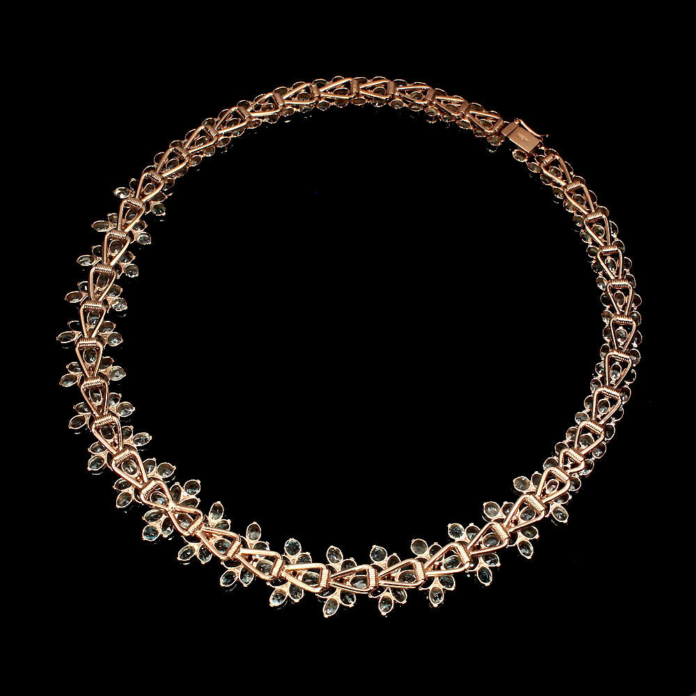 Blauer Zirkon Collier aus rosévergoldetem Silber - INARA