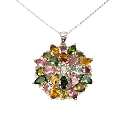 Turmalin Anhänger mit Halskette Silber - INARA