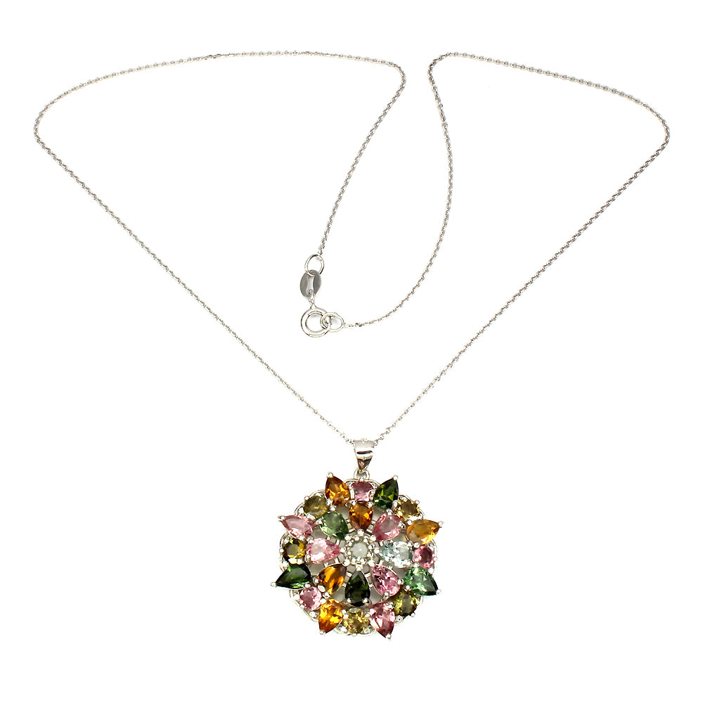 Turmalin Anhänger mit Halskette Silber - INARA