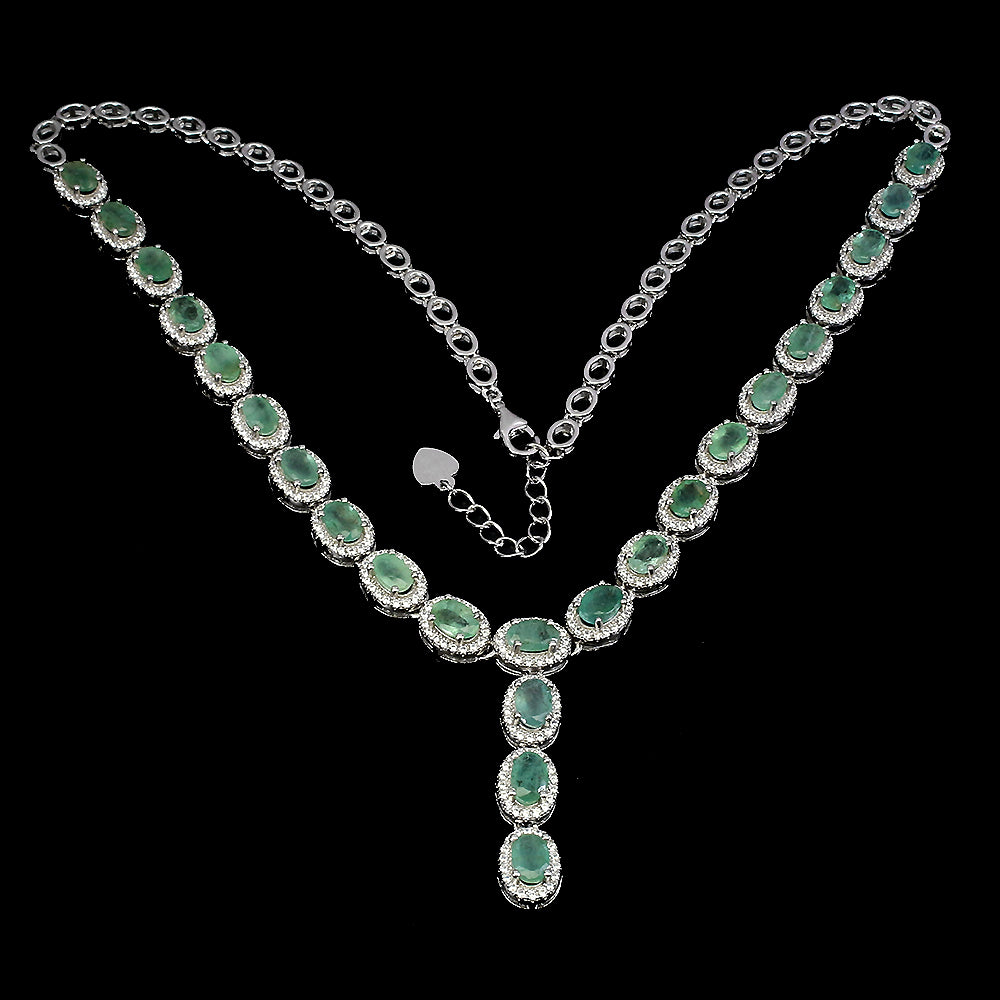 Smaragd Collier aus weißvergoldetem Silber - INARA