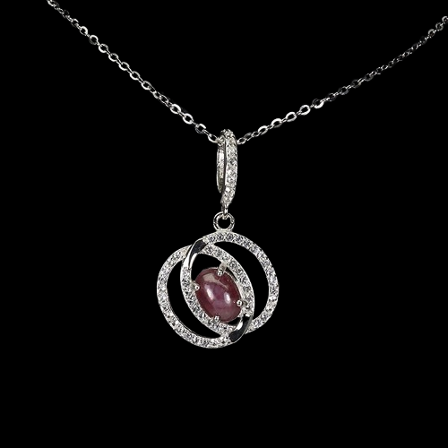 Sternrubin Weißtopas Anhänger mit Halskette Silber - INARA
