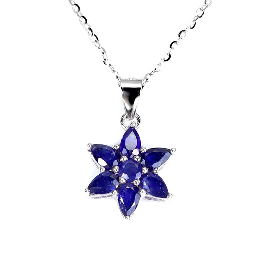 Saphir Anhänger mit Halskette Silber - INARA