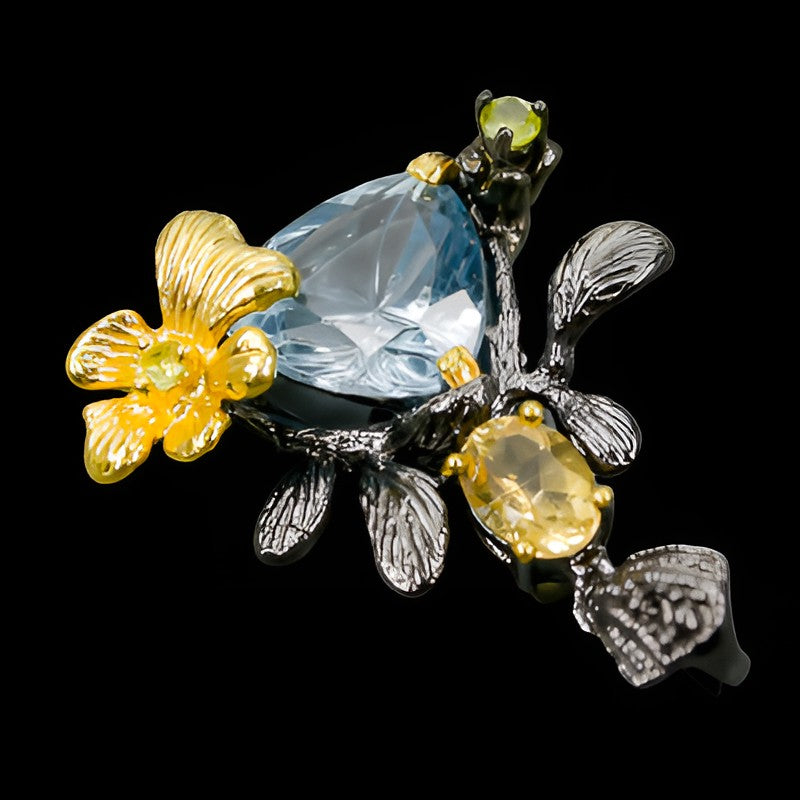 Blautopas Citrin Peridot Anhänger aus Silber - INARA