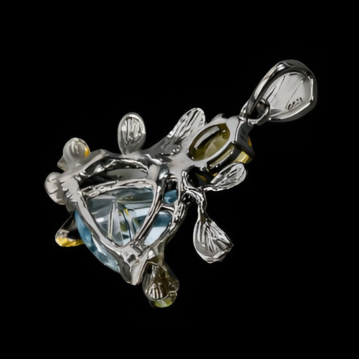 Blautopas Citrin Peridot Anhänger aus Silber - INARA