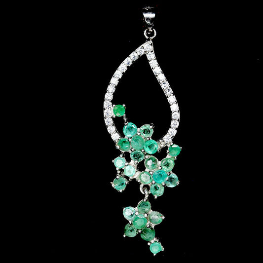 Smaragd Anhänger Silber weißvergoldet - INARA