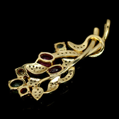 Rubin Smaragd Citrin Anhänger aus vergoldetem Silber - INARA