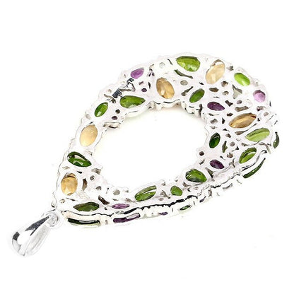 Russischer Diopsid Amethyst Citrin Rhodolit Aquamarin Anhänger