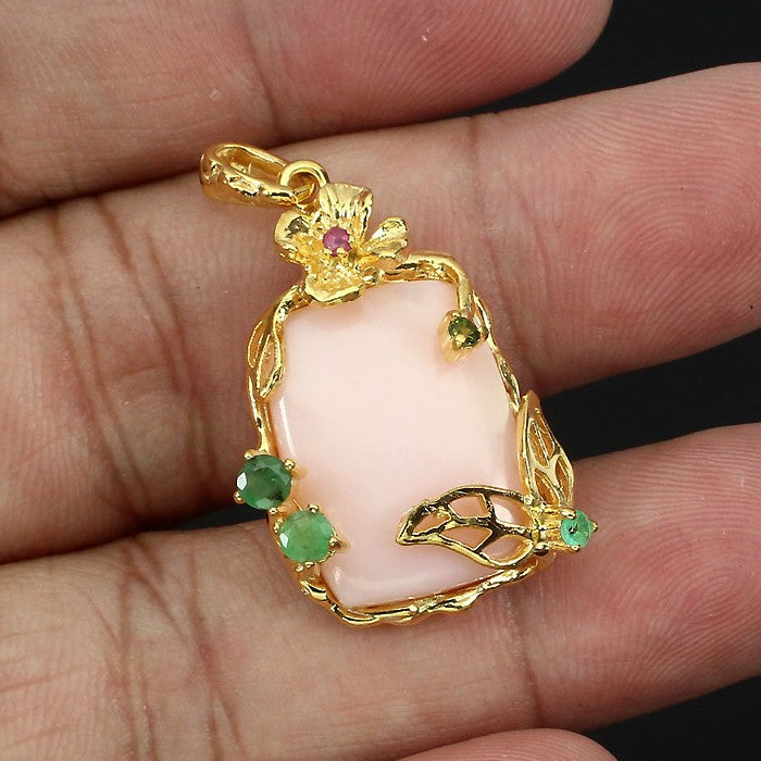 Opal Smaragd Rubin Turmalin Anhänger